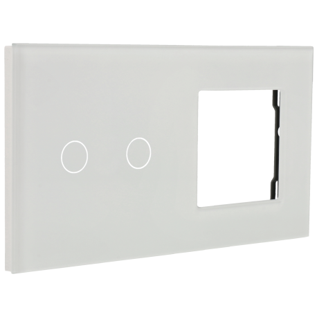 Switch panel with 2 buttons and frame for 1 device