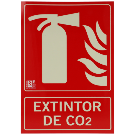 Cartel extintor de co2 A-FIRE